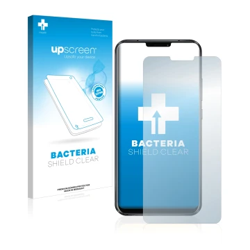 Vorderseite einer Produktverpackung mit dem Markenlogo upscreen. Daneben ist das Gerät ASUS ZenFone 5 ZE620KL mit dem zugehöri