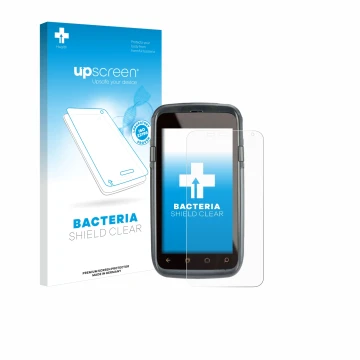 Vorderseite einer Produktverpackung mit dem Markenlogo upscreen. Daneben ist das Gerät Honeywell Dolphin CT60 mit dem zugehöri