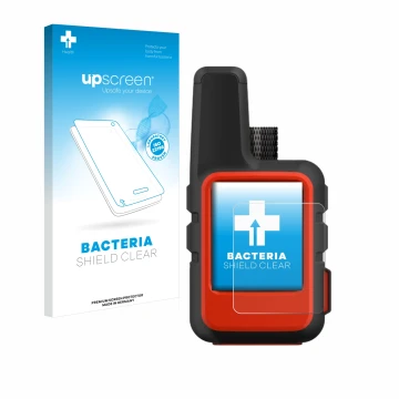 Vorderseite einer Produktverpackung mit dem Markenlogo upscreen. Daneben ist das Gerät Garmin inReach Mini mit dem zugehörigen