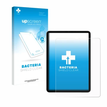 Vorderseite einer Produktverpackung mit dem Markenlogo upscreen. Daneben ist das Gerät Apple iPad Pro 12.9