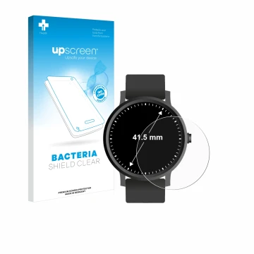 Vorderseite einer Produktverpackung mit dem Markenlogo upscreen. Daneben ist das Gerät Armbanduhren (Kreisrund, ø: 41.5 mm) mi