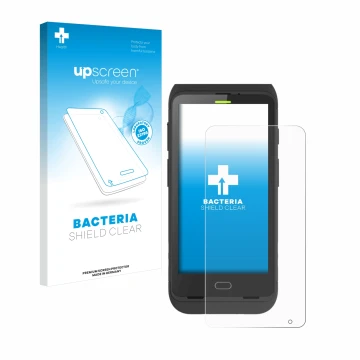 Vorderseite einer Produktverpackung mit dem Markenlogo upscreen. Daneben ist das Gerät Honeywell Dolphin CT40 mit dem zugehöri