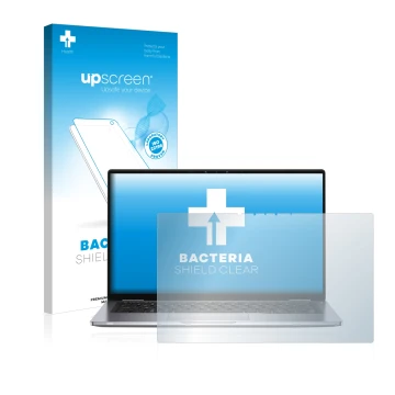 Vorderseite einer Produktverpackung mit dem Markenlogo upscreen. Daneben ist das Gerät Dell Latitude 7400 2-in-1 mit dem zugeh