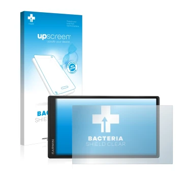 Vorderseite einer Produktverpackung mit dem Markenlogo upscreen. Daneben ist das Gerät Garmin DriveSmart 55 mit dem zugehörige