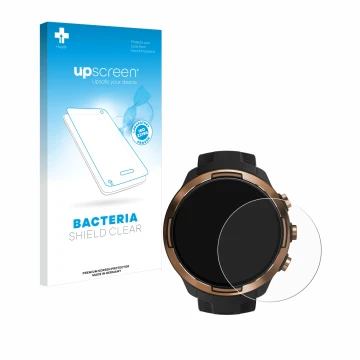 Vorderseite einer Produktverpackung mit dem Markenlogo upscreen. Daneben ist das Gerät Suunto 9 Baro mit dem zugehörigen Displ