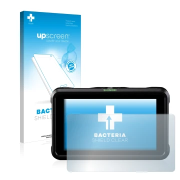 Vorderseite einer Produktverpackung mit dem Markenlogo upscreen. Daneben ist das Gerät Atomos Shinobi mit dem zugehörigen Disp