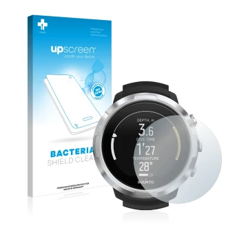 Vorderseite einer Produktverpackung mit dem Markenlogo upscreen. Daneben ist das Gerät Suunto D6 Support mit dem zugehörigen D