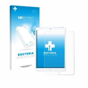 Vorderseite einer Produktverpackung mit dem Markenlogo upscreen. Daneben ist das Gerät Apple iPad Air 2019 (3. Gen.) mit dem z