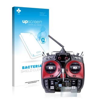 Vorderseite einer Produktverpackung mit dem Markenlogo upscreen. Daneben ist das Gerät Graupner mz-24 Pro mit dem zugehörigen 