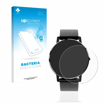 Vorderseite einer Produktverpackung mit dem Markenlogo upscreen. Daneben ist das Gerät Holalei Fitness Tracker 1.3