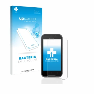 Vorderseite einer Produktverpackung mit dem Markenlogo upscreen. Daneben ist das Gerät Datalogic Memor 10 mit dem zugehörigen 