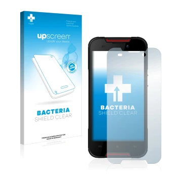 Vorderseite einer Produktverpackung mit dem Markenlogo upscreen. Daneben ist das Gerät Cubot Quest Lite mit dem zugehörigen Di