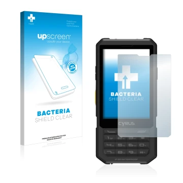 Vorderseite einer Produktverpackung mit dem Markenlogo upscreen. Daneben ist das Gerät Cyrus CM 17 Hybrid mit dem zugehörigen 