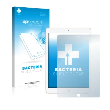 Vorderseite einer Produktverpackung mit dem Markenlogo upscreen. Daneben ist das Gerät Apple iPad 10.2