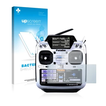 Vorderseite einer Produktverpackung mit dem Markenlogo upscreen. Daneben ist das Gerät Robbe Futaba T32MZ mit dem zugehörigen 