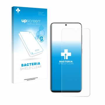 Vorderseite einer Produktverpackung mit dem Markenlogo upscreen. Daneben ist das Gerät Samsung Galaxy S20 mit dem zugehörigen 