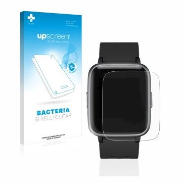 Vorderseite einer Produktverpackung mit dem Markenlogo upscreen. Daneben ist das Gerät Letsfit Fitness Tracker 1.3