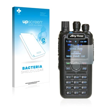 Vorderseite einer Produktverpackung mit dem Markenlogo upscreen. Daneben ist das Gerät AnyTone AT-D878UV mit dem zugehörigen D