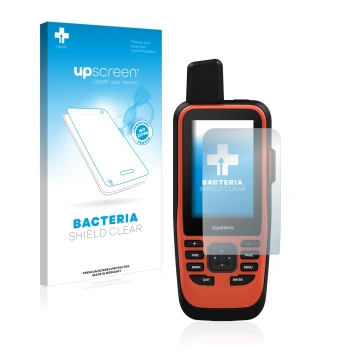 Vorderseite einer Produktverpackung mit dem Markenlogo upscreen. Daneben ist das Gerät Garmin GPSMAP 86i mit dem zugehörigen D