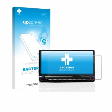 Vorderseite einer Produktverpackung mit dem Markenlogo upscreen. Daneben ist das Gerät Kia XCeed 2019 Infotainment System 10.2