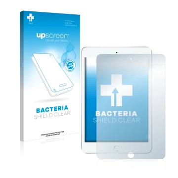 Vorderseite einer Produktverpackung mit dem Markenlogo upscreen. Daneben ist das Gerät Apple iPad Mini 7.9