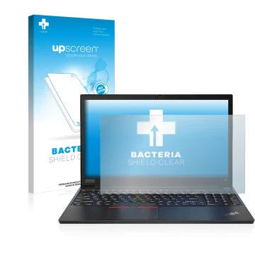 Vorderseite einer Produktverpackung mit dem Markenlogo upscreen. Daneben ist das Gerät Lenovo ThinkPad E14 Gen 2 mit dem zugeh