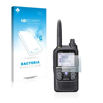 Vorderseite einer Produktverpackung mit dem Markenlogo upscreen. Daneben ist das Gerät Icom ID-51E Plus 2 mit dem zugehörigen 