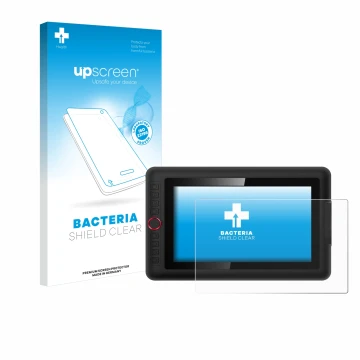 Vorderseite einer Produktverpackung mit dem Markenlogo upscreen. Daneben ist das Gerät XP-Pen Artist 12 Pro mit dem zugehörige