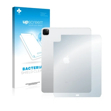 Vorderseite einer Produktverpackung mit dem Markenlogo upscreen. Daneben ist das Gerät Apple iPad Pro 12.9