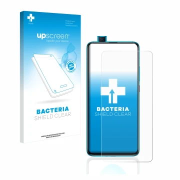 Vorderseite einer Produktverpackung mit dem Markenlogo upscreen. Daneben ist das Gerät Xiaomi Poco F2 Pro mit dem zugehörigen 