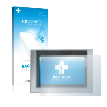 Vorderseite einer Produktverpackung mit dem Markenlogo upscreen. Daneben ist das Gerät Siemens Simatic TP1200 Comfort mit dem 