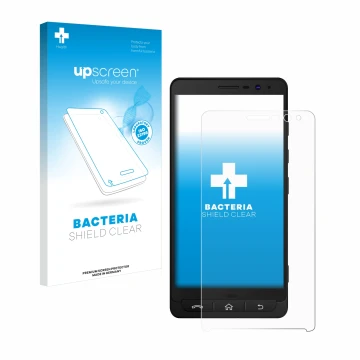 Vorderseite einer Produktverpackung mit dem Markenlogo upscreen. Daneben ist das Gerät Beafon M5 mit dem zugehörigen Displaysc