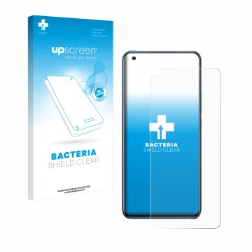 Vorderseite einer Produktverpackung mit dem Markenlogo upscreen. Daneben ist das Gerät Vivo X50 mit dem zugehörigen Displaysch
