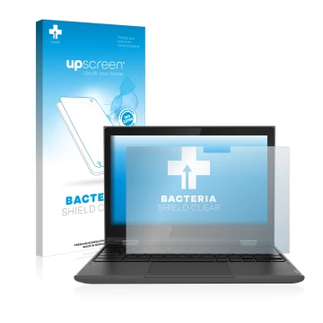 Vorderseite einer Produktverpackung mit dem Markenlogo upscreen. Daneben ist das Gerät Lenovo 300e (2. Gen.) mit dem zugehörig