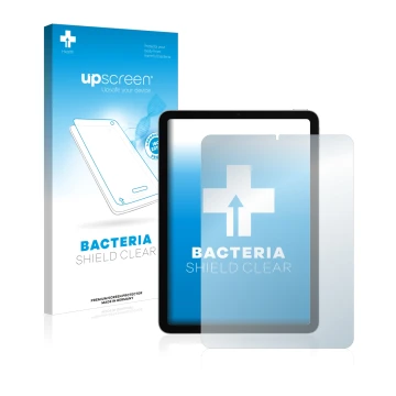 Vorderseite einer Produktverpackung mit dem Markenlogo upscreen. Daneben ist das Gerät Apple iPad Air 4 2020 (4. Gen.) mit dem