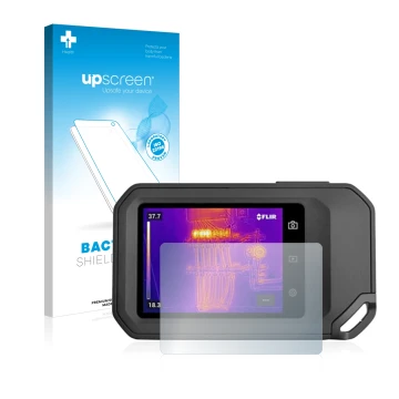 Vorderseite einer Produktverpackung mit dem Markenlogo upscreen. Daneben ist das Gerät Flir C5 mit dem zugehörigen Displayschu