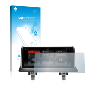 Vorderseite einer Produktverpackung mit dem Markenlogo upscreen. Daneben ist das Gerät BMW 1 E88 2004-2013 VioVox 8251 10.25