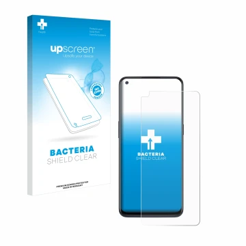 Vorderseite einer Produktverpackung mit dem Markenlogo upscreen. Daneben ist das Gerät OnePlus Nord N10 5G mit dem zugehörigen