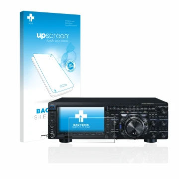 Vorderseite einer Produktverpackung mit dem Markenlogo upscreen. Daneben ist das Gerät Yaesu FT-DX101D mit dem zugehörigen Dis