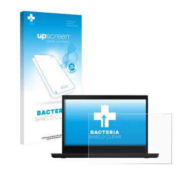 Vorderseite einer Produktverpackung mit dem Markenlogo upscreen. Daneben ist das Gerät Lenovo ThinkPad L14 mit dem zugehörigen