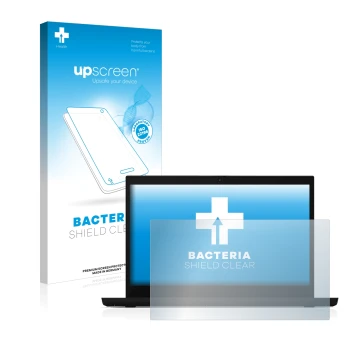 Vorderseite einer Produktverpackung mit dem Markenlogo upscreen. Daneben ist das Gerät Lenovo ThinkPad L15 mit dem zugehörigen