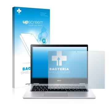 Vorderseite einer Produktverpackung mit dem Markenlogo upscreen. Daneben ist das Gerät Acer Spin 3 SP314-54N mit dem zugehörig