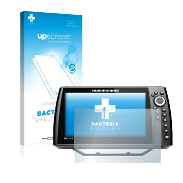 Vorderseite einer Produktverpackung mit dem Markenlogo upscreen. Daneben ist das Gerät Humminbird Helix 9 CHIRP MSI+ GPS G4N m