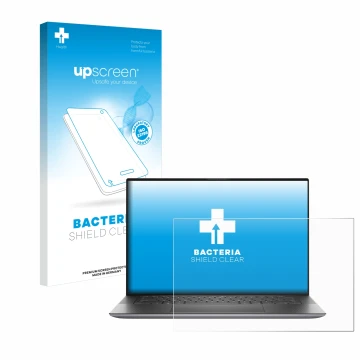 Vorderseite einer Produktverpackung mit dem Markenlogo upscreen. Daneben ist das Gerät Dell Precision 15 5550 mit dem zugehöri