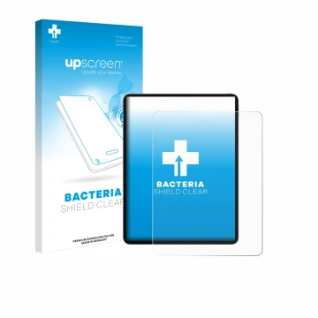 Vorderseite einer Produktverpackung mit dem Markenlogo upscreen. Daneben ist das Gerät Apple iPad Pro 12.9