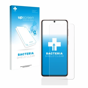 Vorderseite einer Produktverpackung mit dem Markenlogo upscreen. Daneben ist das Gerät Samsung Galaxy S21 mit dem zugehörigen 