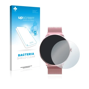 Vorderseite einer Produktverpackung mit dem Markenlogo upscreen. Daneben ist das Gerät Bebinca Smartwatch mit dem zugehörigen 