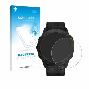 Vorderseite einer Produktverpackung mit dem Markenlogo upscreen. Daneben ist das Gerät Garmin Enduro mit dem zugehörigen Displ