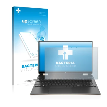 Vorderseite einer Produktverpackung mit dem Markenlogo upscreen. Daneben ist das Gerät HP Spectre x360 (15-eb) (359.9 mm x 226