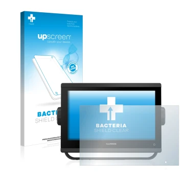 Vorderseite einer Produktverpackung mit dem Markenlogo upscreen. Daneben ist das Gerät Garmin GPSMAP 923 mit dem zugehörigen D